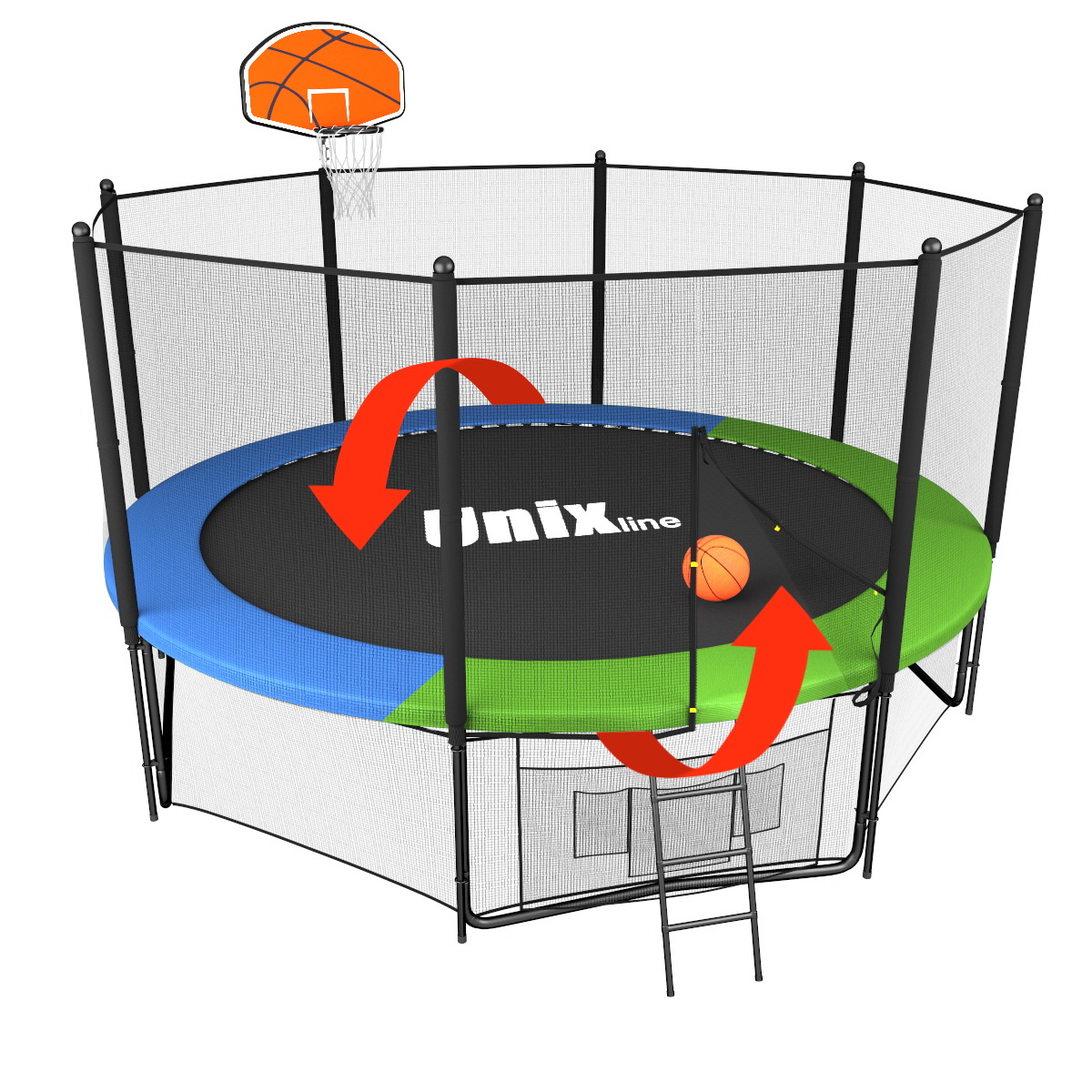 Батут UNIX Classic (outside) Basketball 12ft диаметром 366 сантиметра Батут UNIX Classic (outside) Basketball 12ft диаметром 366 сантиметра