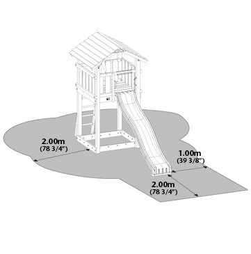 Площадь необходимая для установки игровой площадки Jungle Gym Cottage Площадь необходимая для установки игровой площадки Jungle Gym Cottage