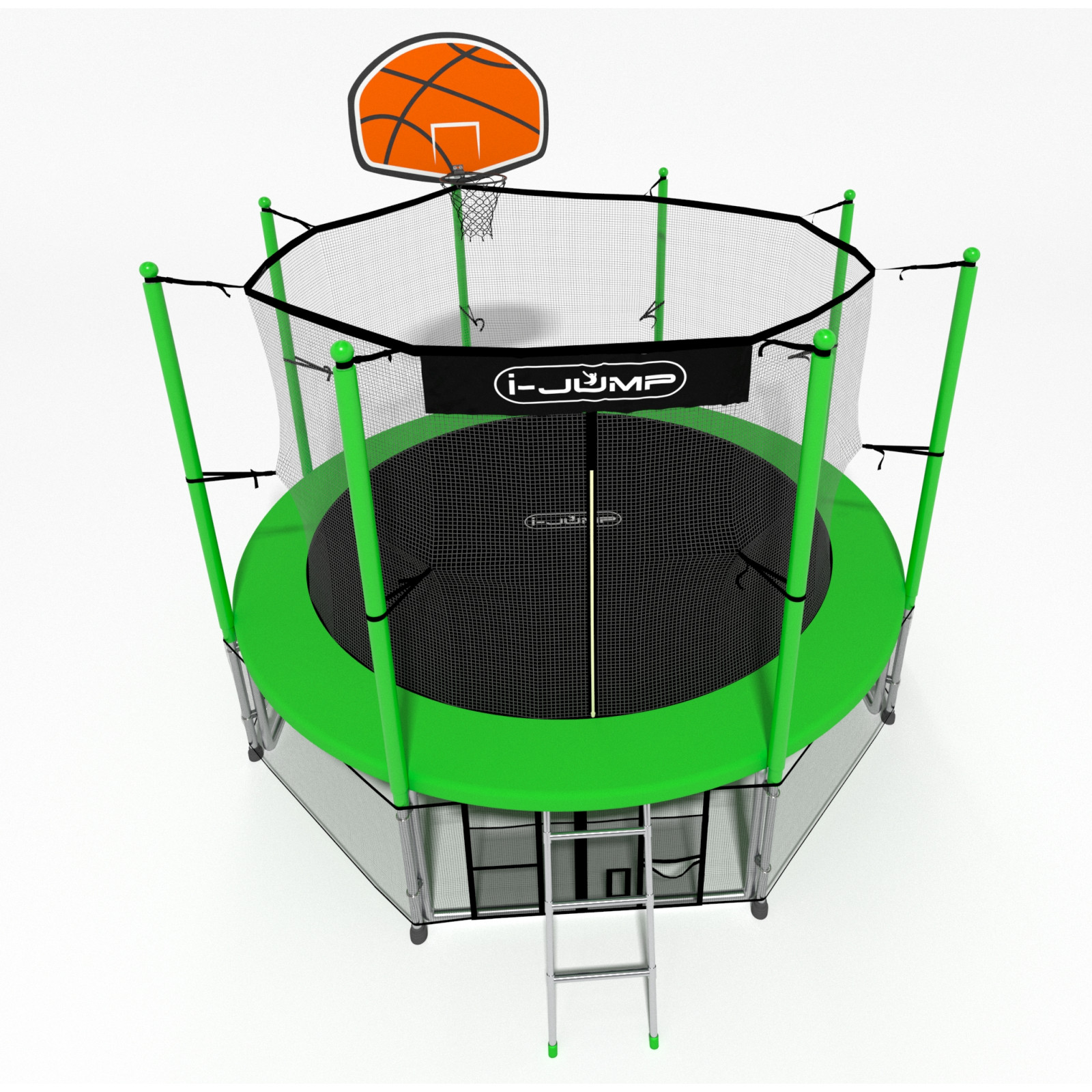 Батут i-JUMP Classic Basket 12ft 3,66 метра с нижней сетью и лестницей Батут i-JUMP Classic Basket 12ft 3,66 метра с нижней сетью и лестницей