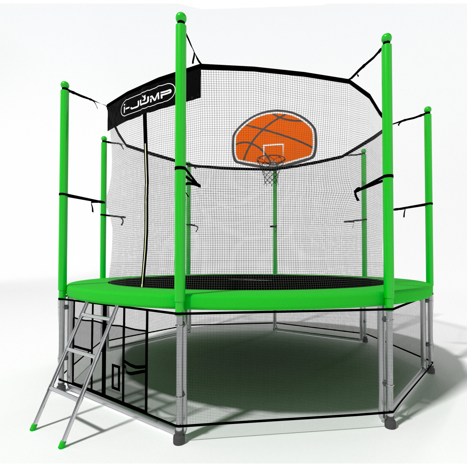 Батут i-JUMP Classic Basket 12ft 3,66 метра с нижней сетью и лестницей Батут i-JUMP Classic Basket 12ft 3,66 метра с нижней сетью и лестницей