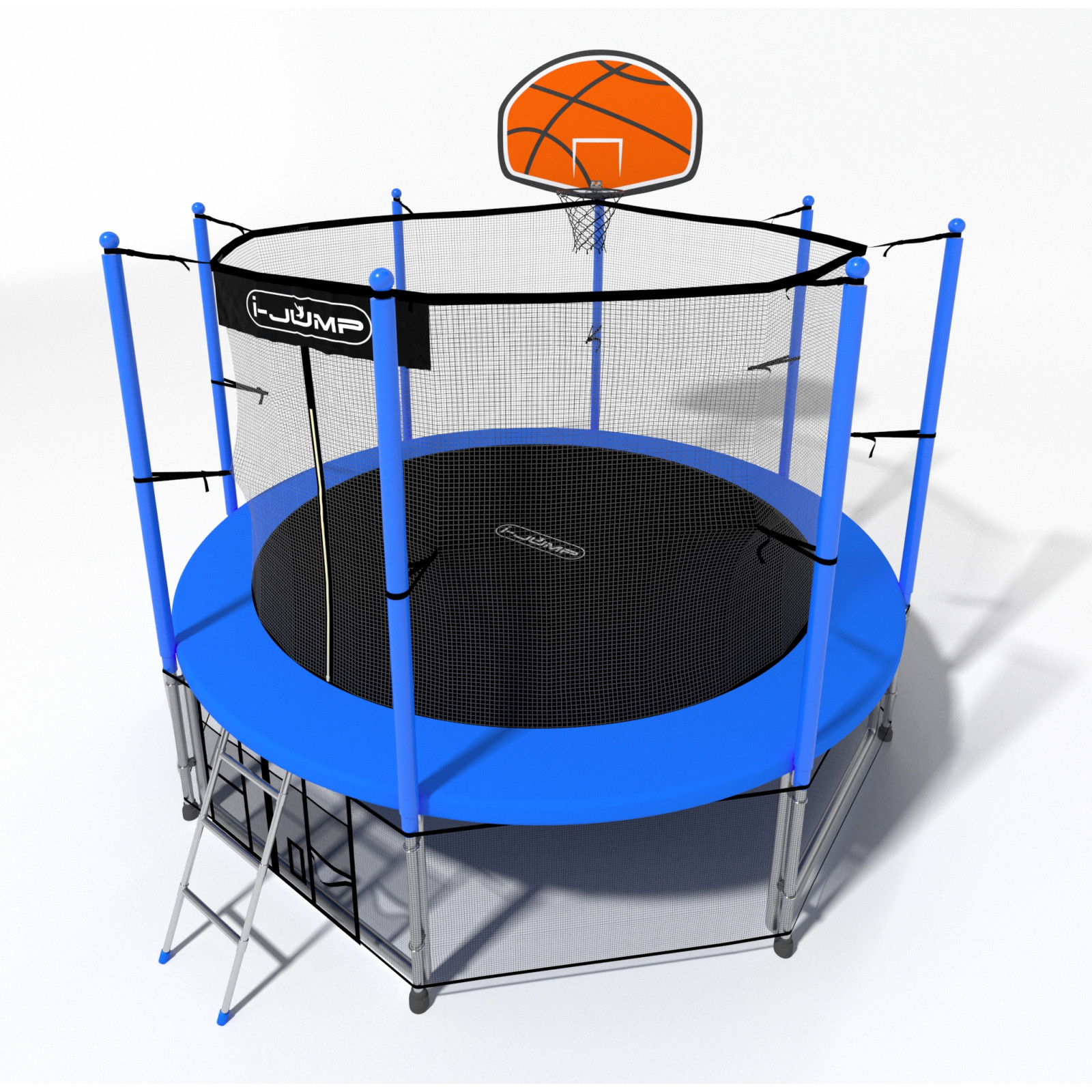Батут i-JUMP Classic Basket 14ft 4,27 метра с нижней сетью и лестницей Батут i-JUMP Classic Basket 14ft 4,27 метра с нижней сетью и лестницей