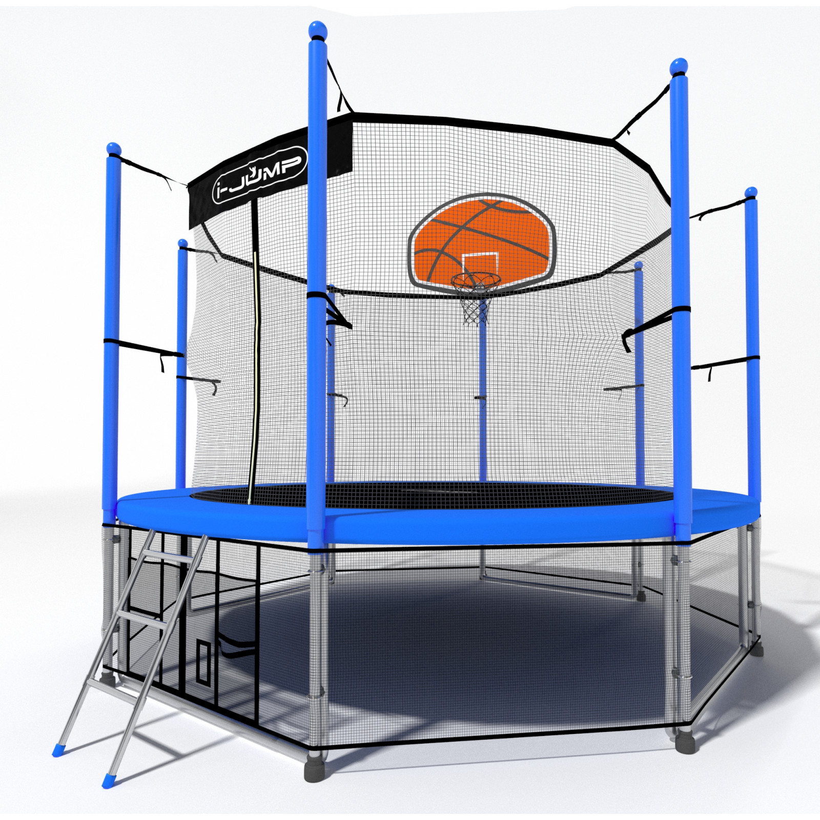 Батут i-JUMP Classic Basket 14ft 4,27 метра с нижней сетью и лестницей Батут i-JUMP Classic Basket 14ft 4,27 метра с нижней сетью и лестницей